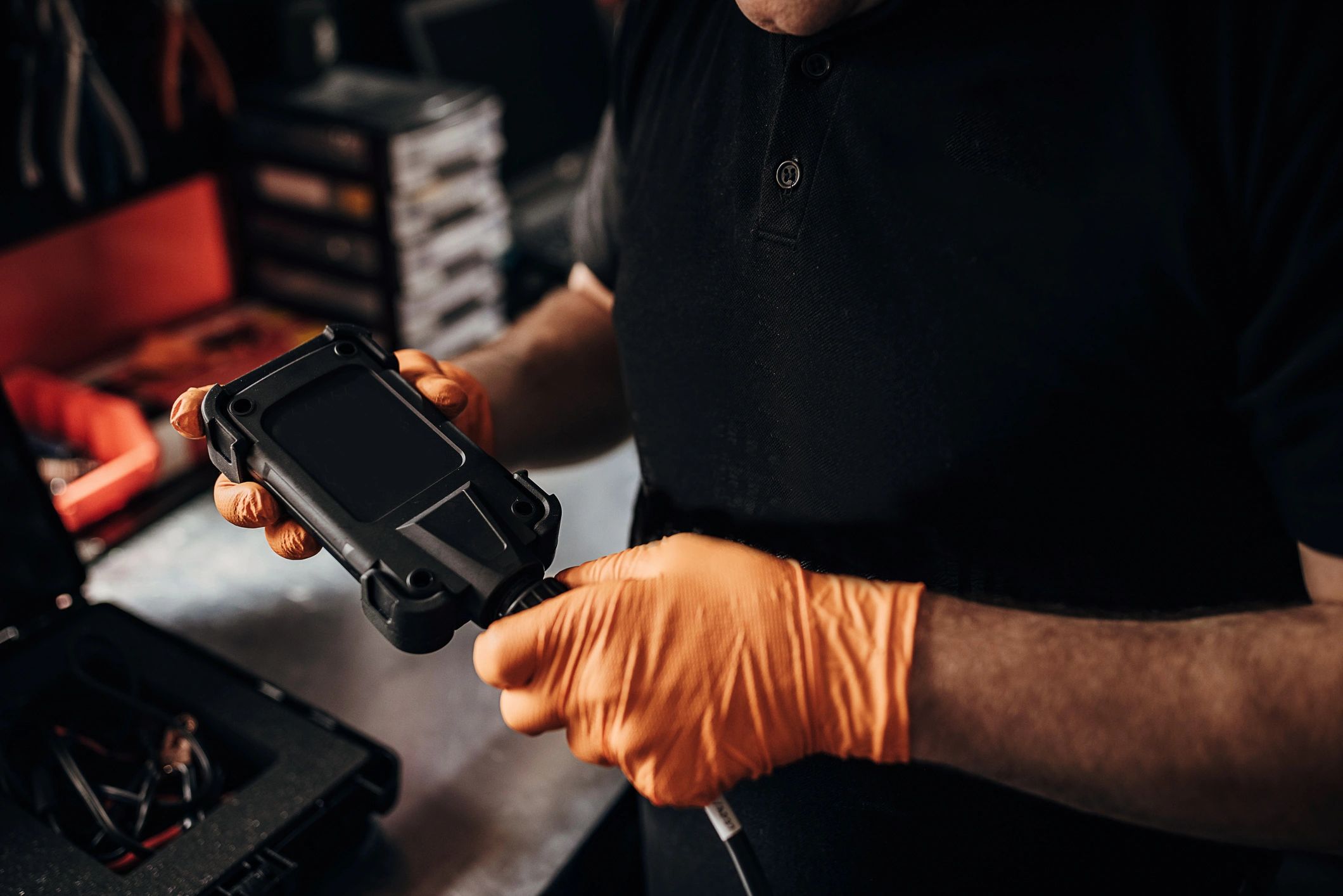 mechanic working with diagnostic tools