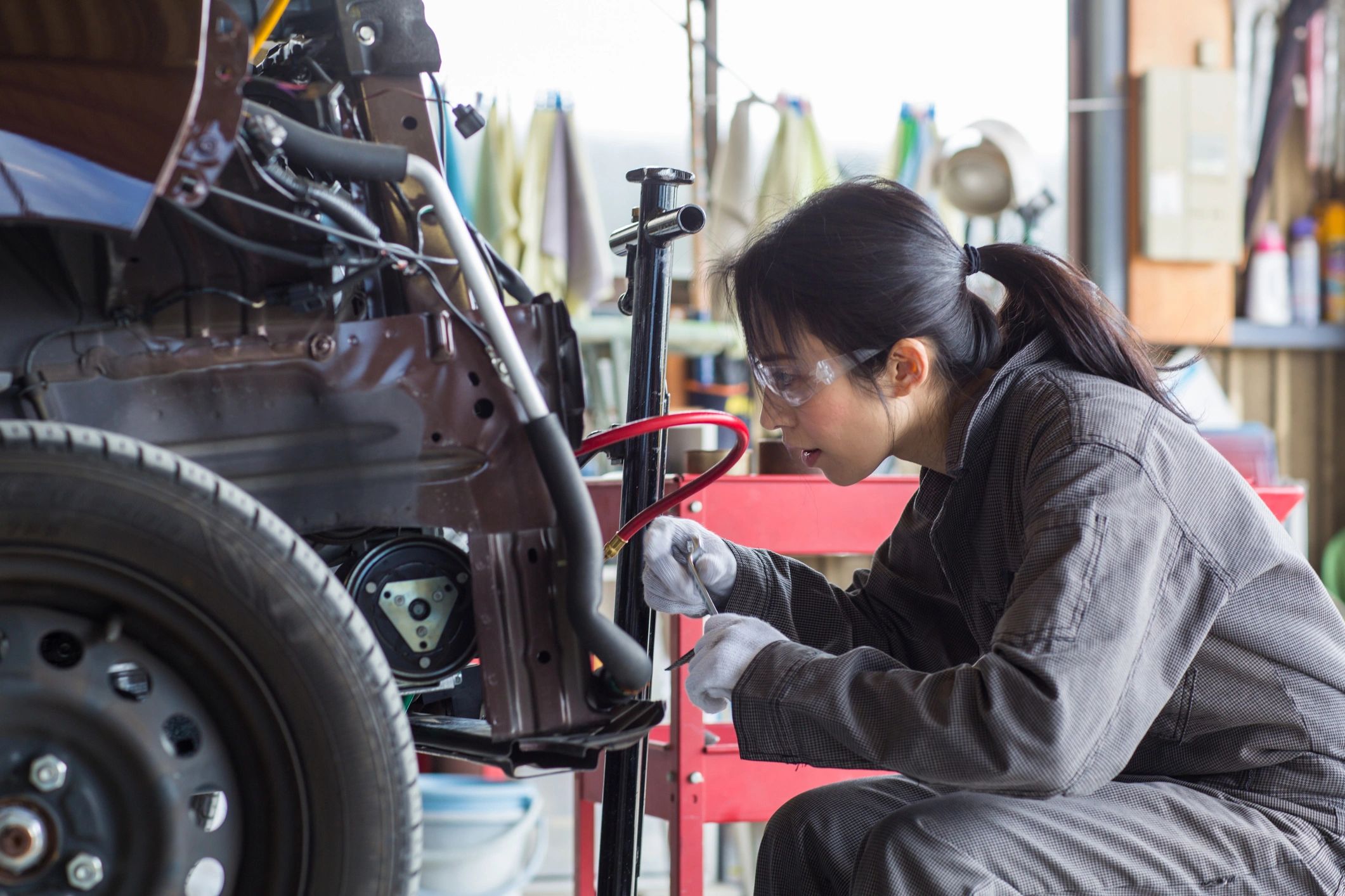 mechanic working on Japanese car